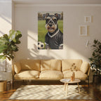 Miniature Schnauzer Soccer Portrait canvas print by Tritan, sofa wall
