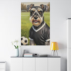 Miniature Schnauzer Soccer Portrait canvas print by Tritan, desk wall