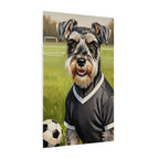 Miniature Schnauzer Soccer Portrait canvas print by Tritan, side