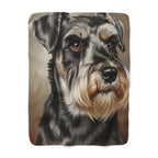 Miniature Schnauzer Oil Portrait sherpa blanket by Tritan, front