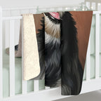 Miniature Schnauzer Oil Portrait sherpa blanket by Tritan, on bed