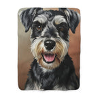 Miniature Schnauzer Oil Portrait sherpa blanket by Tritan, front