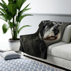 Miniature Schnauzer Renaissance Royal sherpa blanket by Tritan, on sofa
