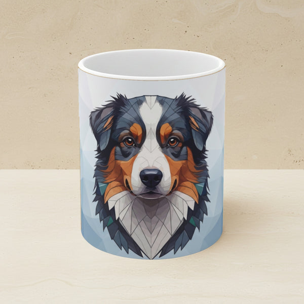 Australian Shepherd Low Poly Cool Jewel Ceramic Mug 11oz | Dog Lover Gift