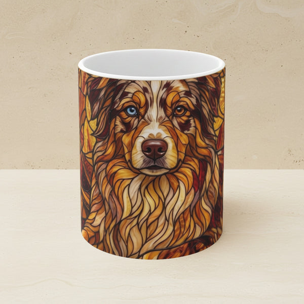 Australian Shepherd Low Poly Warm Jewel Ceramic Mug 11oz | Dog Lover Gift