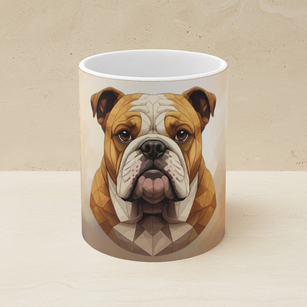 English Bulldog Low Poly Monochrome Gold Ceramic Mug 11oz | Dog Lover Gift
