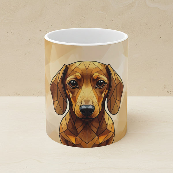 Dachshund Low Poly Monochrome Gold Ceramic Mug 11oz | Dog Lover Gift