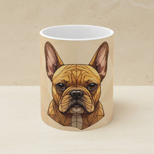 French Bulldog Low Poly Monochrome Gold Ceramic Mug 11oz | Dog Lover Gift