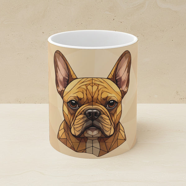 French Bulldog Low Poly Monochrome Gold Ceramic Mug 11oz | Dog Lover Gift