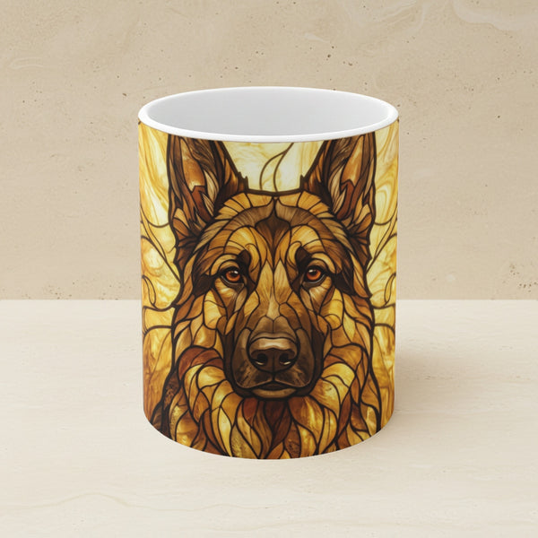German Shepherd Low Poly Monochrome Gold Ceramic Mug 11oz | Dog Lover Gift