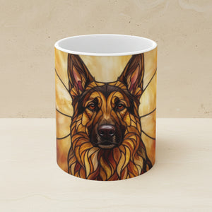 German Shepherd Low Poly Warm Jewel Ceramic Mug 11oz | Dog Lover Gift