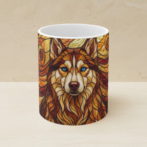 Siberian Husky Low Poly Warm Jewel Ceramic Mug 11oz | Dog Lover Gift