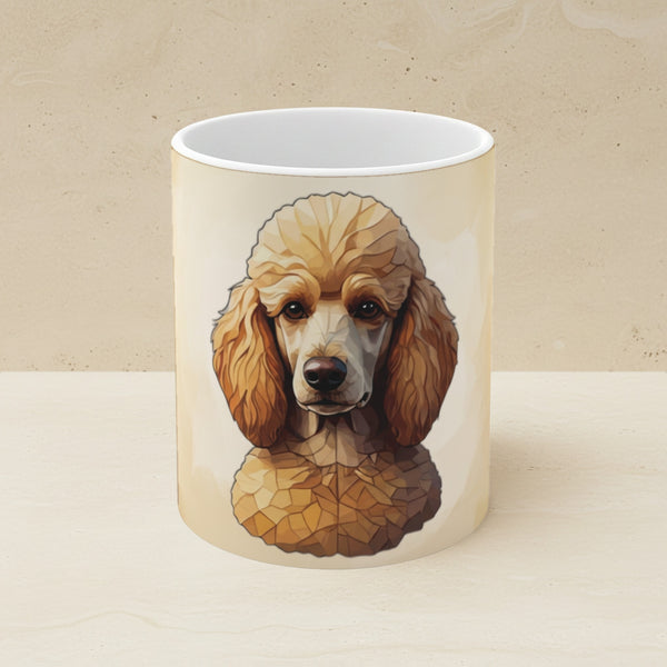Poodle Low Poly Monochrome Gold Ceramic Mug 11oz | Dog Lover Gift