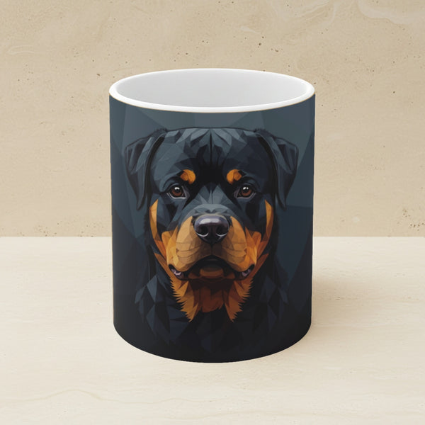 Rottweiler Low Poly Monochrome Gold Ceramic Mug 11oz | Dog Lover Gift