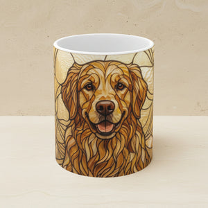 Golden Retriever Low Poly Monochrome Gold Ceramic Mug 11oz | Dog Lover Gift