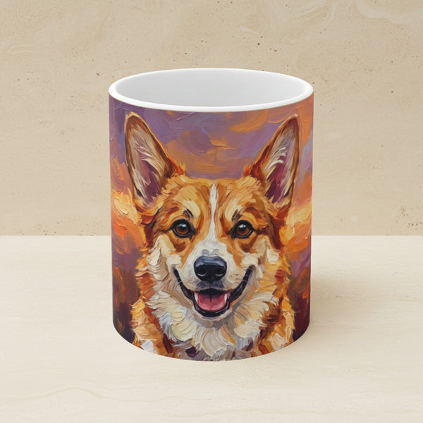 Corgi Acrylic Ceramic Coffee Mug 11oz, Colorful Dog Art, Corgi Lover Gift
