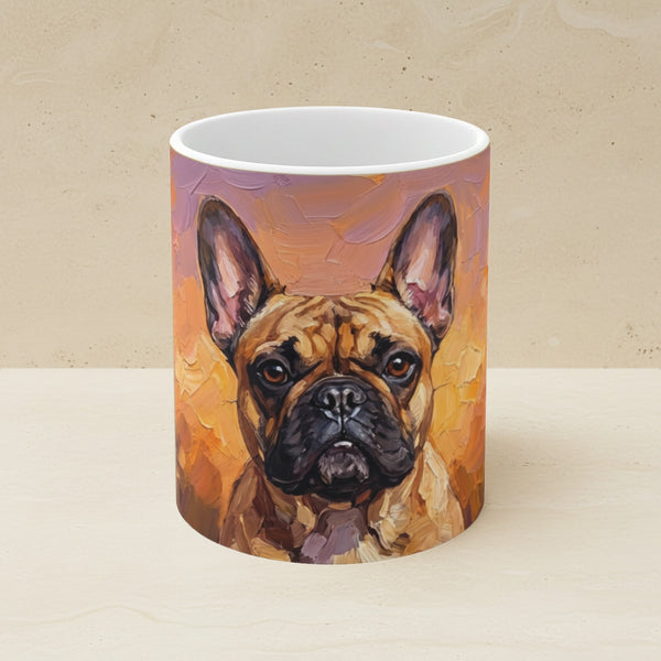 French Bulldog Acrylic Ceramic Coffee Mug 11oz, Colorful Dog Art, French Bulldog Lover Gift