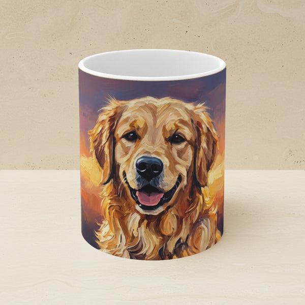 Golden Retriever Acrylic Ceramic Coffee Mug 11oz, Colorful Dog Art, Golden Retriever Lover Gift