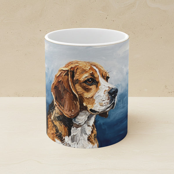 Beagle Acrylic Ceramic Coffee Mug 11oz, Colorful Dog Art, Beagle Lover Gift
