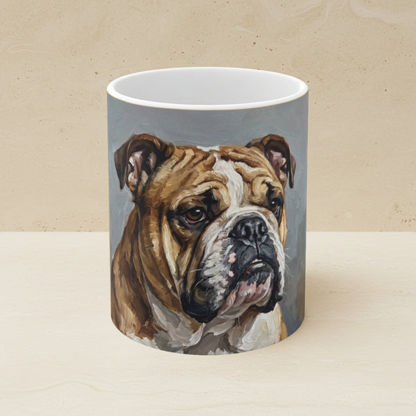 English Bulldog Acrylic Ceramic Coffee Mug 11oz, Colorful Dog Art, English Bulldog Lover Gift