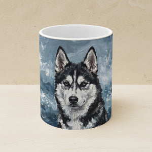 Siberian Husky Acrylic Ceramic Coffee Mug 11oz, Colorful Dog Art, Siberian Husky Lover Gift
