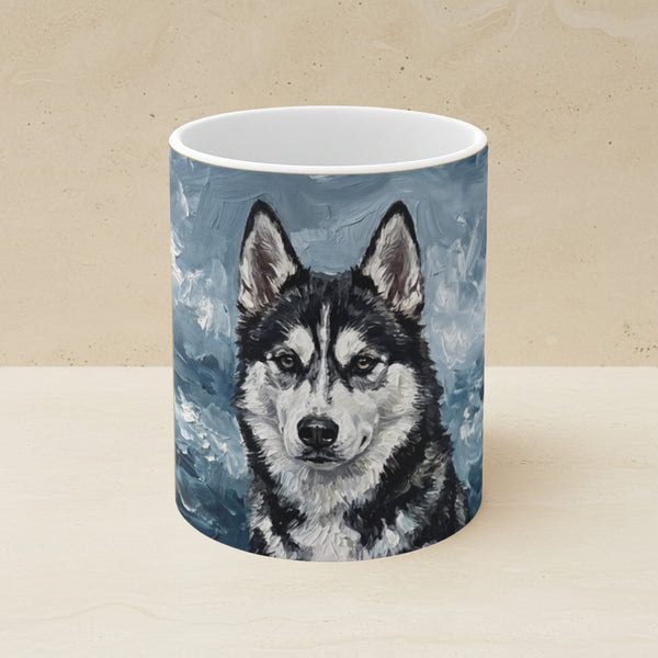 Siberian Husky Acrylic Ceramic Coffee Mug 11oz, Colorful Dog Art, Siberian Husky Lover Gift