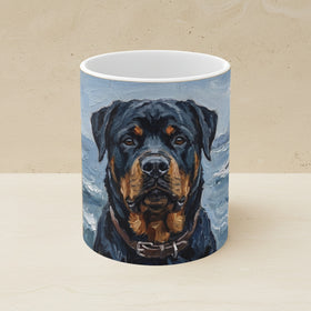 Rottweiler Acrylic Ceramic Coffee Mug 11oz, Frost Dog Art, Rottweiler Lover Gift