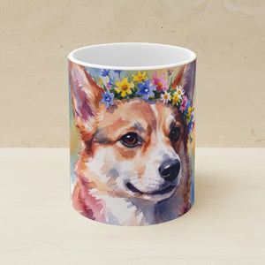 Corgi Watercolor Ceramic Coffee Mug 11oz, Soft Dog Painting, Corgi Lover Gift