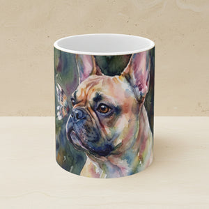 French Bulldog Watercolor Ceramic Coffee Mug 11oz, Soft Dog Painting, French Bulldog Lover Gift