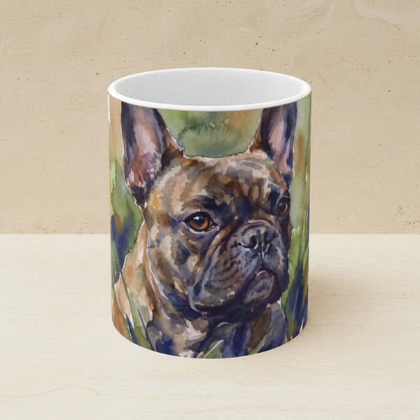 French Bulldog Watercolor Ceramic Coffee Mug 11oz, Soft Dog Painting, French Bulldog Lover Gift