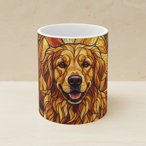 Golden Retriever Low Poly Warm Jewel Ceramic Mug 11oz | Dog Lover Gift