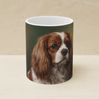 Dark Botanical Peony and Fern Ceramic Mug 11oz — Earthcore Collection shown on a warm limestone shelf, front view