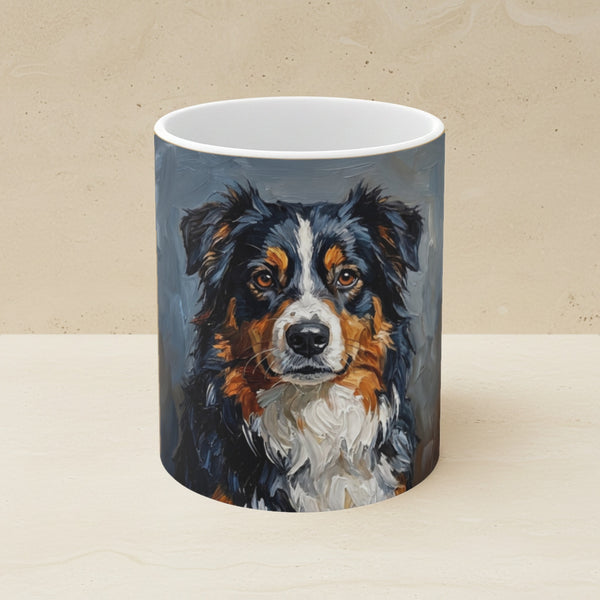Acrylic Painting Australian Shepherd - Slate Blue | Ceramic Mug 11oz