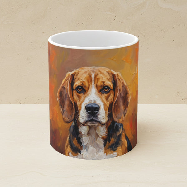 Beagle Acrylic Ceramic Coffee Mug 11oz, Colorful Dog Art, Beagle Lover Gift