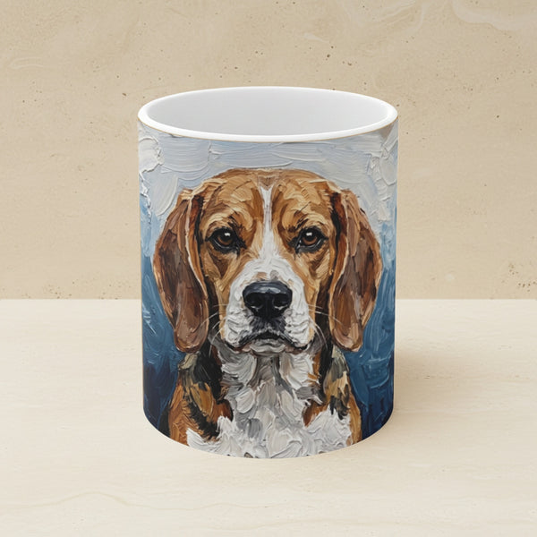Acrylic Painting Beagle - Coastal Cliffside | Ceramic Mug 11oz