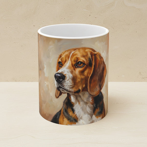 Beagle Acrylic Ceramic Coffee Mug 11oz, Colorful Dog Art, Beagle Lover Gift