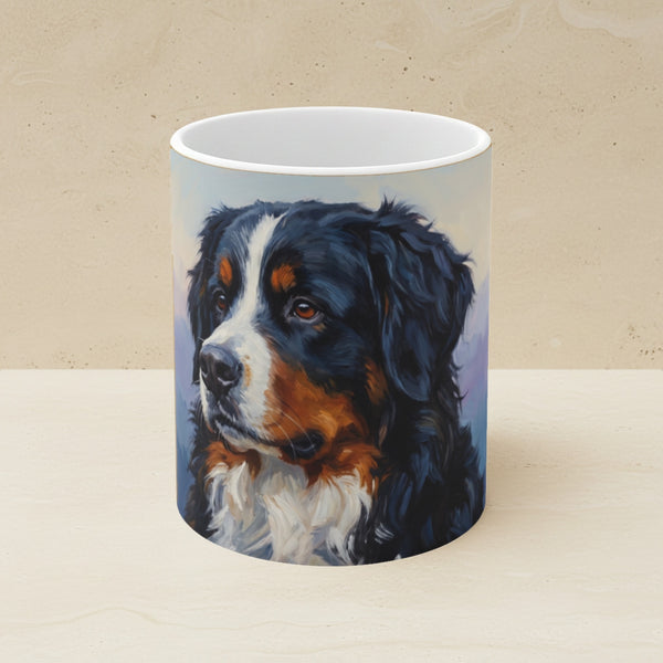 Bernese Mountain Dog Acrylic Ceramic Coffee Mug 11oz, Colorful Dog Art, Bernese Mountain Dog Lover Gift
