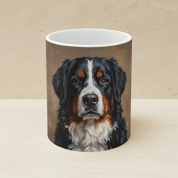 Bernese Mountain Dog Acrylic Ceramic Coffee Mug 11oz, Colorful Dog Art, Bernese Mountain Dog Lover Gift