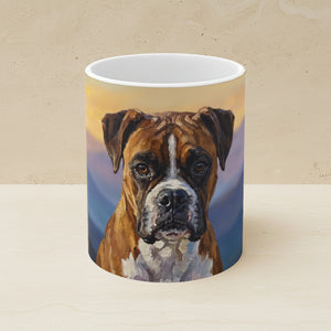 Boxer Acrylic Ceramic Coffee Mug 11oz, Colorful Dog Art, Boxer Lover Gift