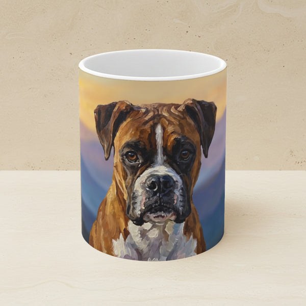 Boxer Acrylic Ceramic Coffee Mug 11oz, Colorful Dog Art, Boxer Lover Gift