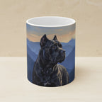 Acrylic Painting Cane Corso - Mountain Overlook shown on a warm limestone shelf, front view