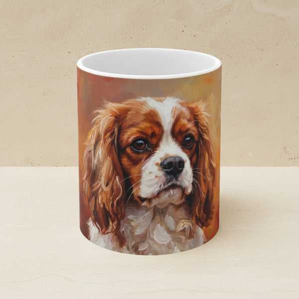 Cavalier King Charles Spaniel Acrylic Ceramic Coffee Mug 11oz, Colorful Dog Art, Cavalier King Charles Spaniel Lover Gift