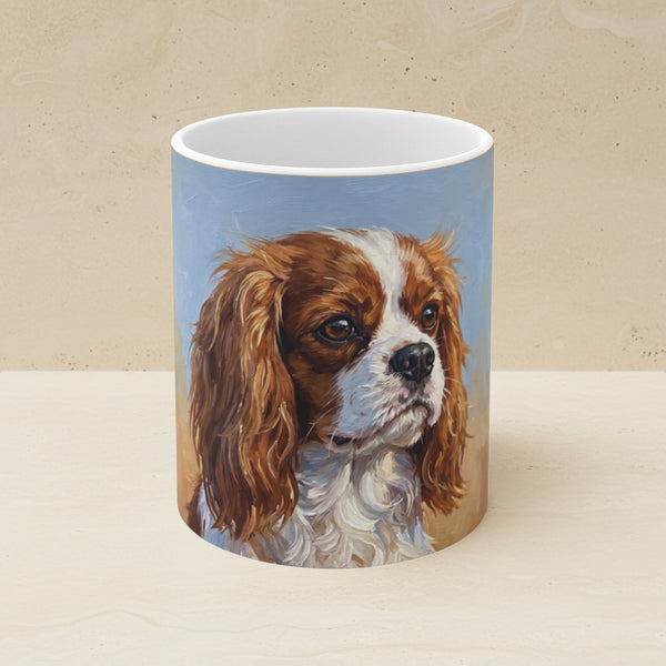 Cavalier King Charles Spaniel Acrylic Ceramic Coffee Mug 11oz, Colorful Dog Art, Cavalier King Charles Spaniel Lover Gift