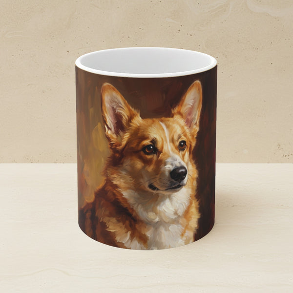 Corgi Acrylic Ceramic Coffee Mug 11oz, Colorful Dog Art, Corgi Lover Gift