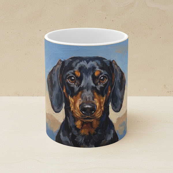 Dachshund Acrylic Ceramic Coffee Mug 11oz, Colorful Dog Art, Dachshund Lover Gift