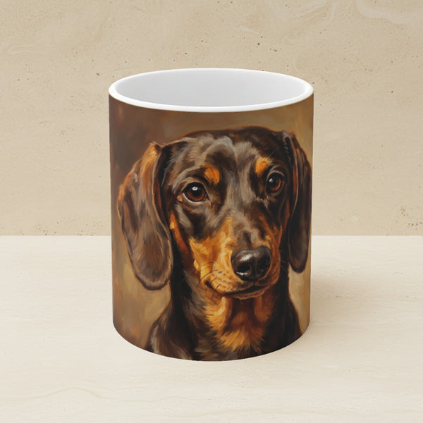 Dachshund Acrylic Ceramic Coffee Mug 11oz, Colorful Dog Art, Dachshund Lover Gift