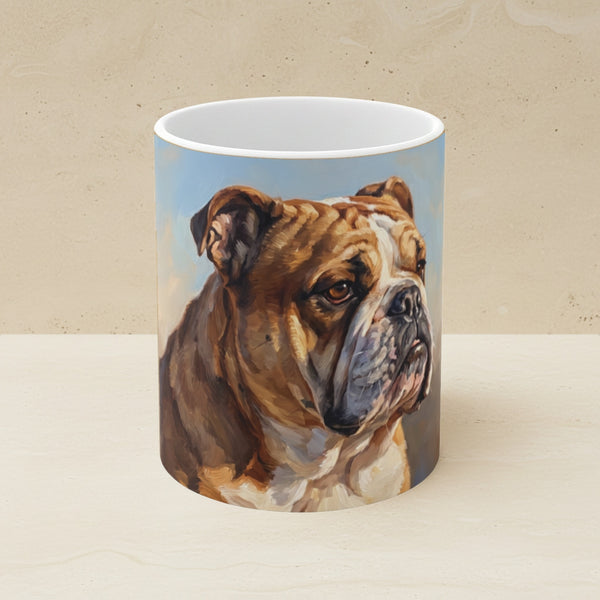 English Bulldog Acrylic Ceramic Coffee Mug 11oz, Colorful Dog Art, English Bulldog Lover Gift