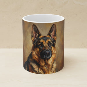 German Shepherd Acrylic Ceramic Coffee Mug 11oz, Colorful Dog Art, German Shepherd Lover Gift