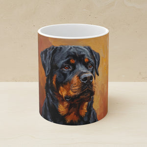 Rottweiler Acrylic Ceramic Coffee Mug 11oz, Colorful Dog Art, Rottweiler Lover Gift
