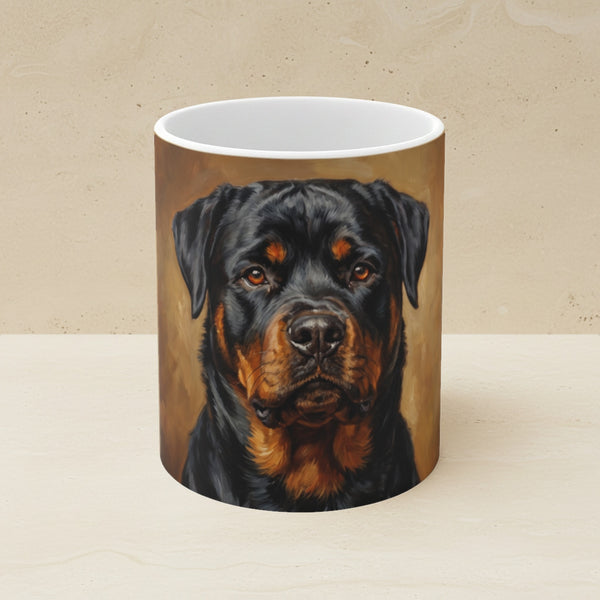 Rottweiler Acrylic Ceramic Coffee Mug 11oz, Colorful Dog Art, Rottweiler Lover Gift